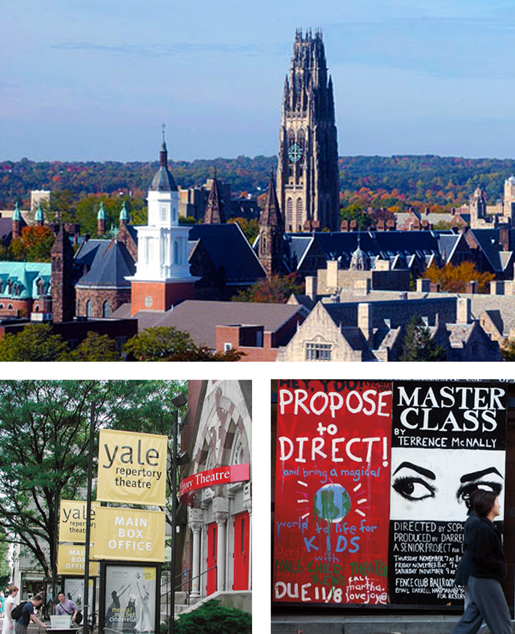 Collage of Yale campus photos.